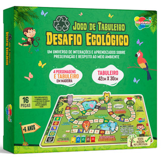 Desafio Ecológico Jogo de Tabuleiro Infantil Educativo Em Madeira MDF Aquarela Brinquedos