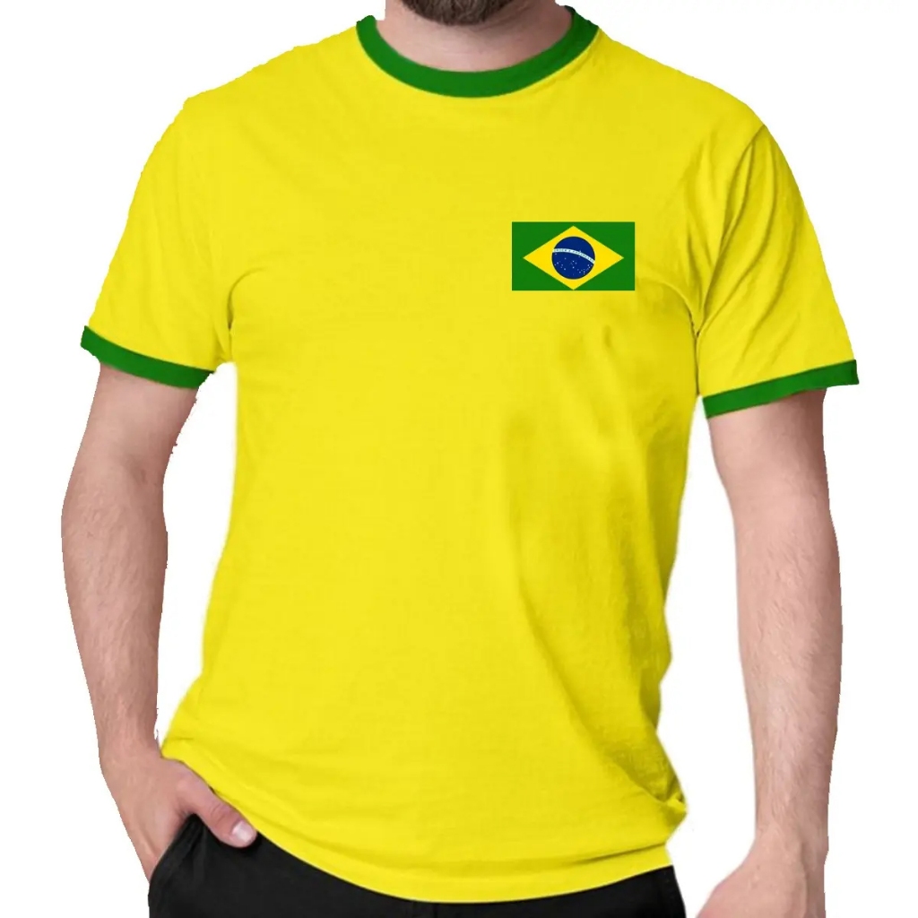 Camiseta Brasil Verdeamarelo Bandeira Personalizado Com Nome