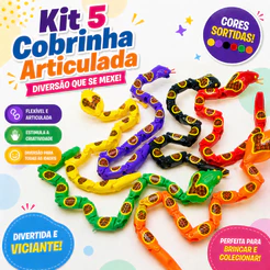 5 Cobra Naja Articulada Brinquedo Plástico Kit Festa Lembrancinha Prenda