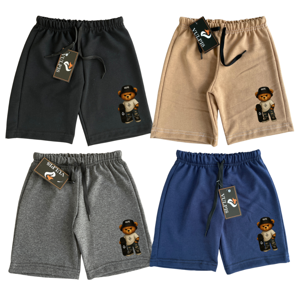 Kit 4 Bermuda Infantil Menino Moletinho Algodão Confortavel e Estilosa