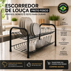 Escorredor De Louças Versátil Duplo Compacto Secador Copos 9 Pratos 2 Andares