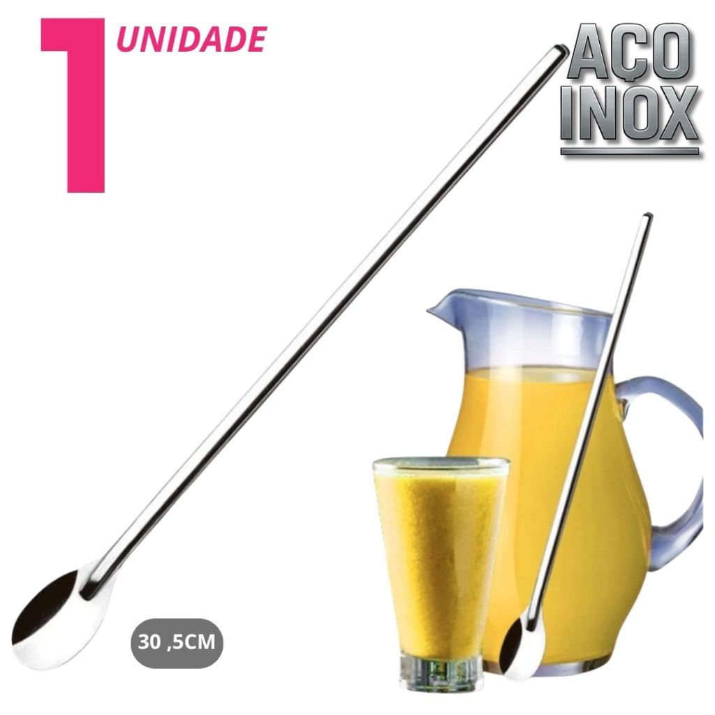 Colher Bailarina 30,5cm Inox Profissional Para Drinks Coquetel Bar Barman Misturador Longo