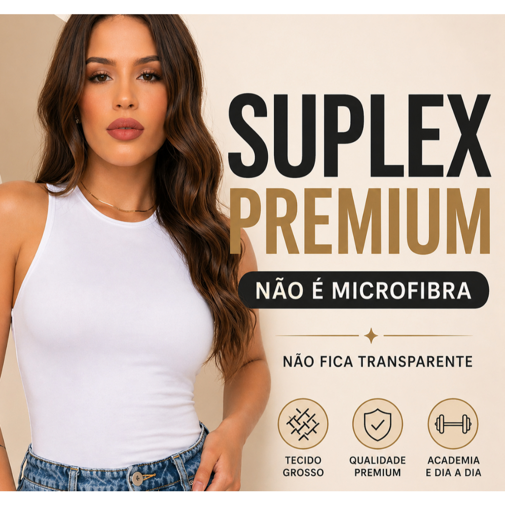 Regata Feminina Suplex Premium (NÃO é Microfibra) |Alta Qualidade Tecido Grosso, Não Transparente | Academia e Dia a Dia