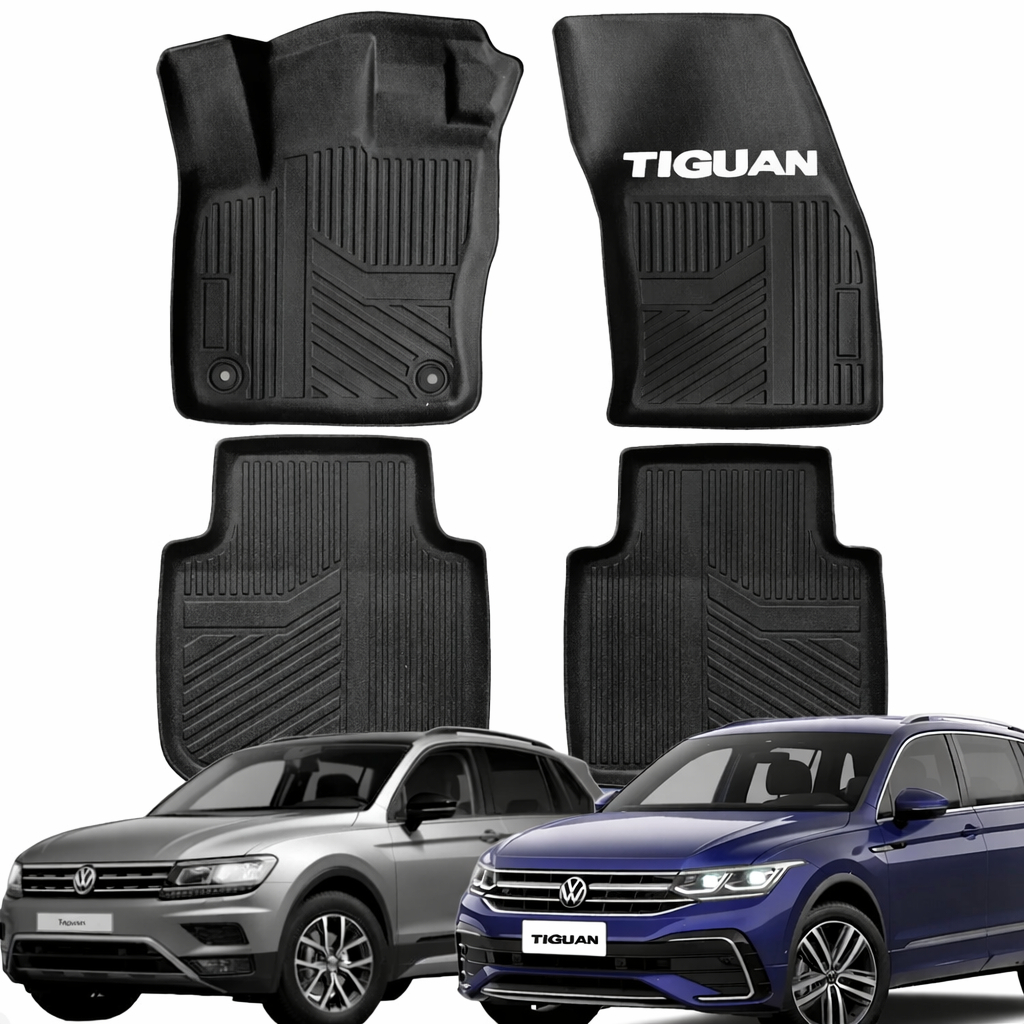 Jogo 4 peças Tapete Bandeja Borda Alta Carro VW Tiguan ano 2018 a 2024 - Impermeável Lavável