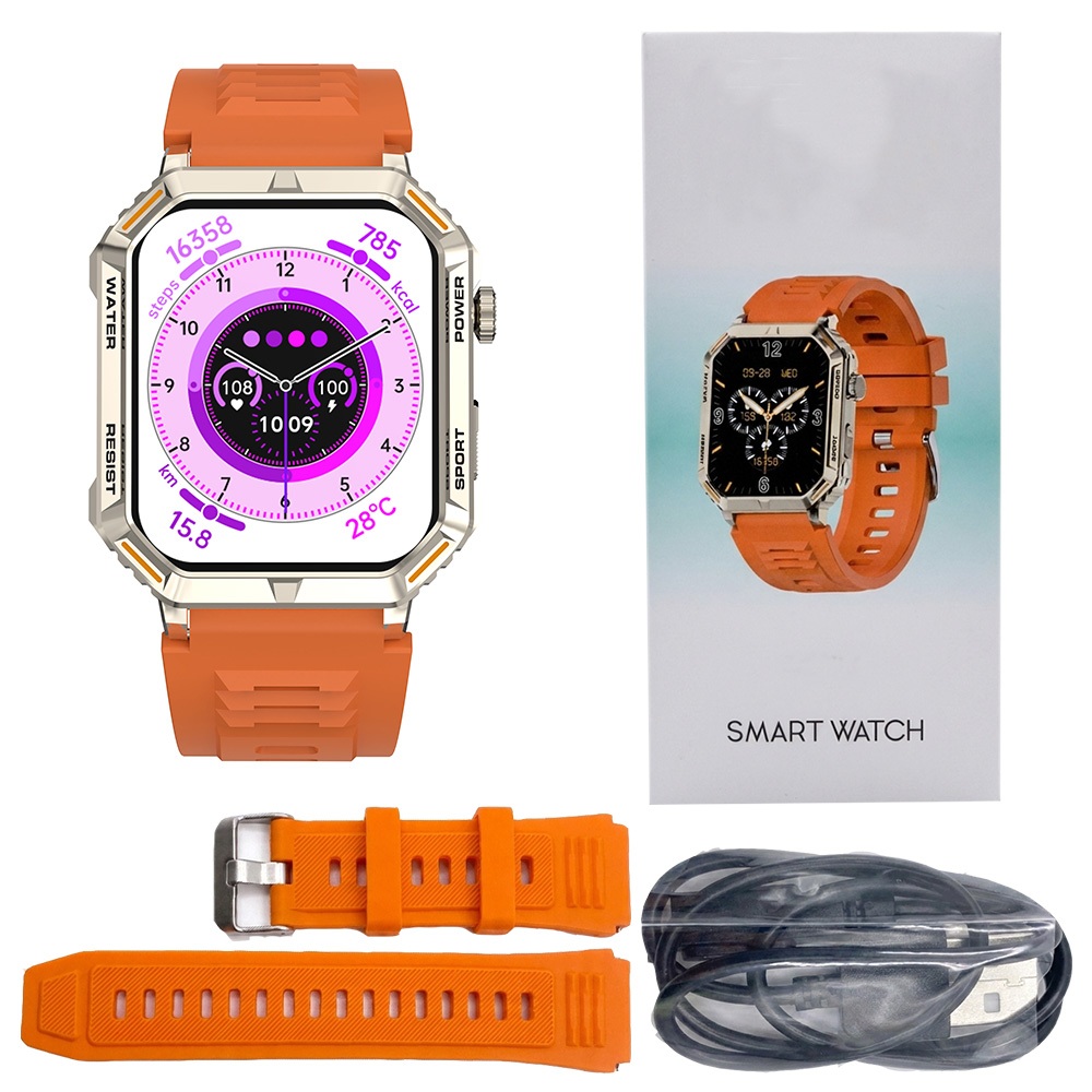 smartwatch feminino/homem De Exibição 1.96 Polegadas Para Todos Os Climas , Monitoramento Saúde E Exercícios Smartwatch