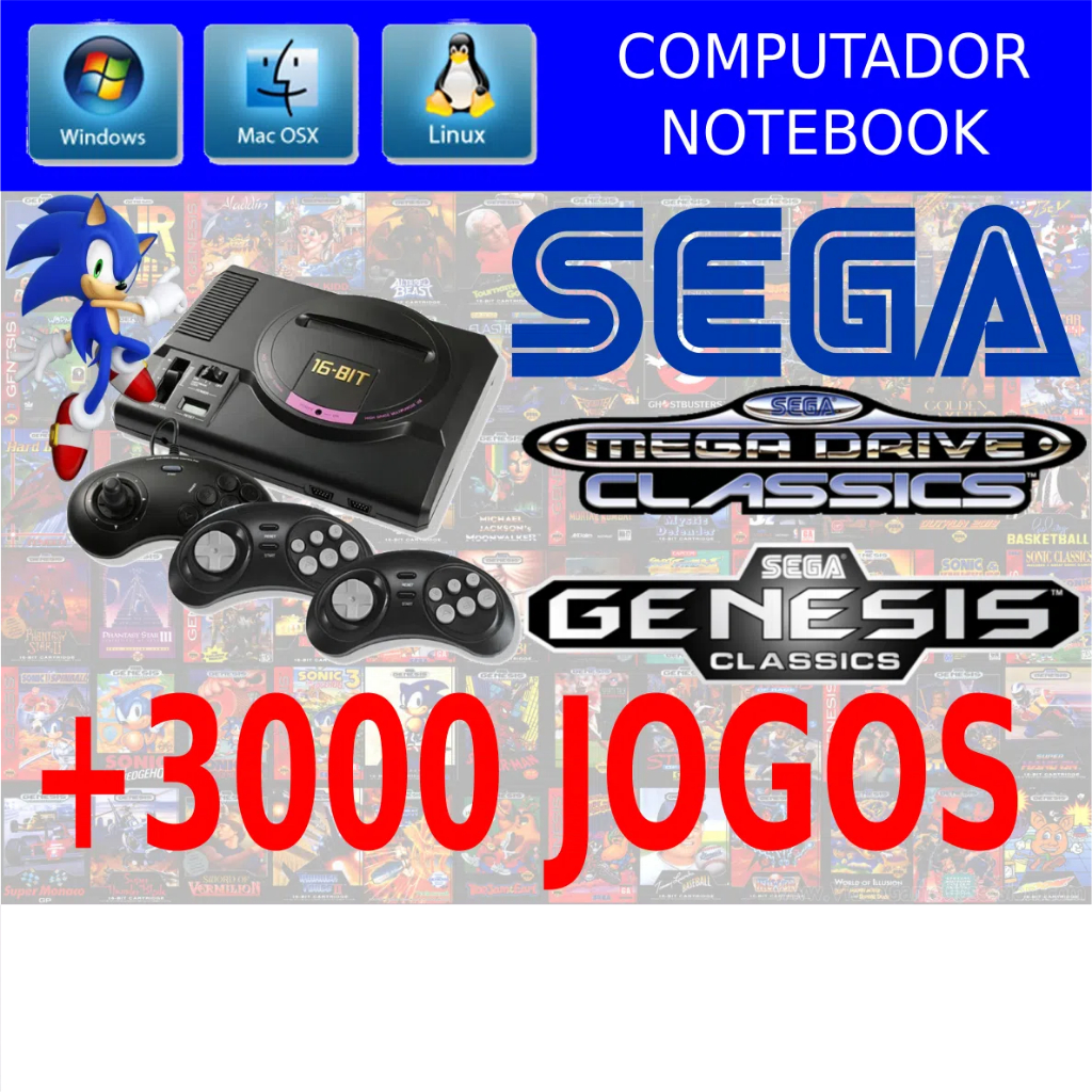 DVD Emulador de Genesis ( Mega Drive ) +3000 Jogos / Pré Configurado / Pc/Notebook