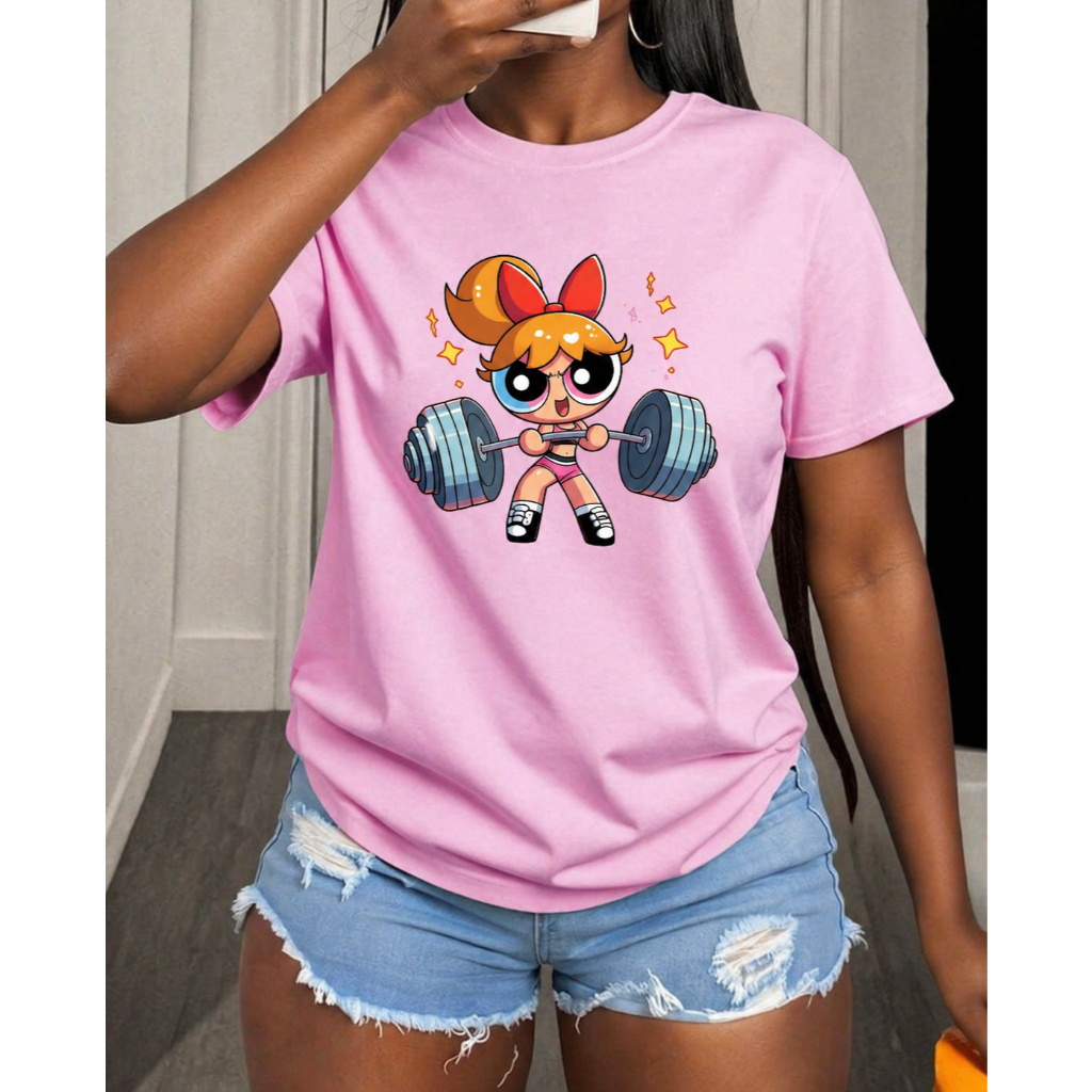 Camiseta Blusão Feminina Florzinha Super Poderosas Barra Fitness Tshirt Confortável