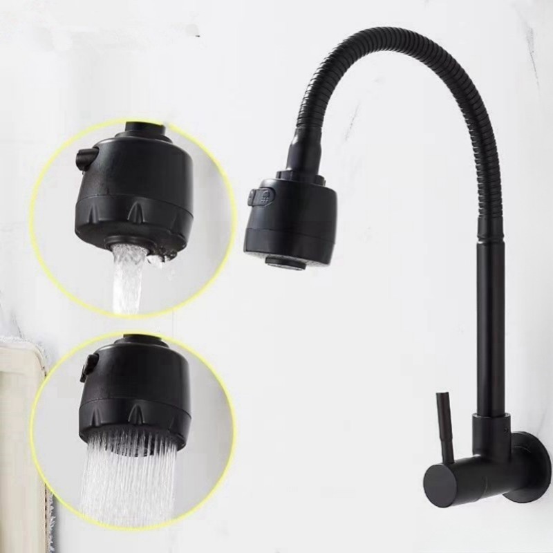 Inox Torneira  Prata/Preto Com Chuveiro Com Rotação De 360° Cozinha Luxo Parede Promoção