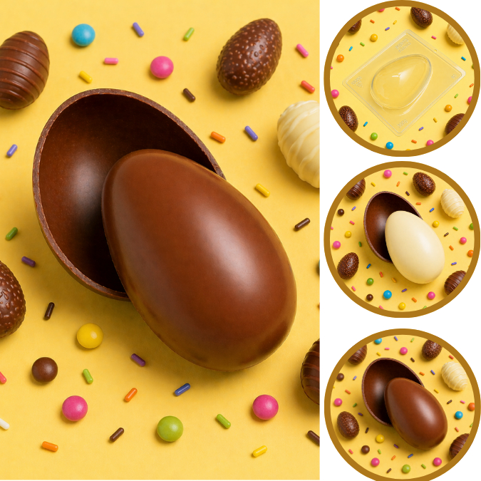 1 ~ 5  Forma Para Chocolate Especial 3 Partes Ovo Trufado Casca Fina P95 Porto (CHOCO)