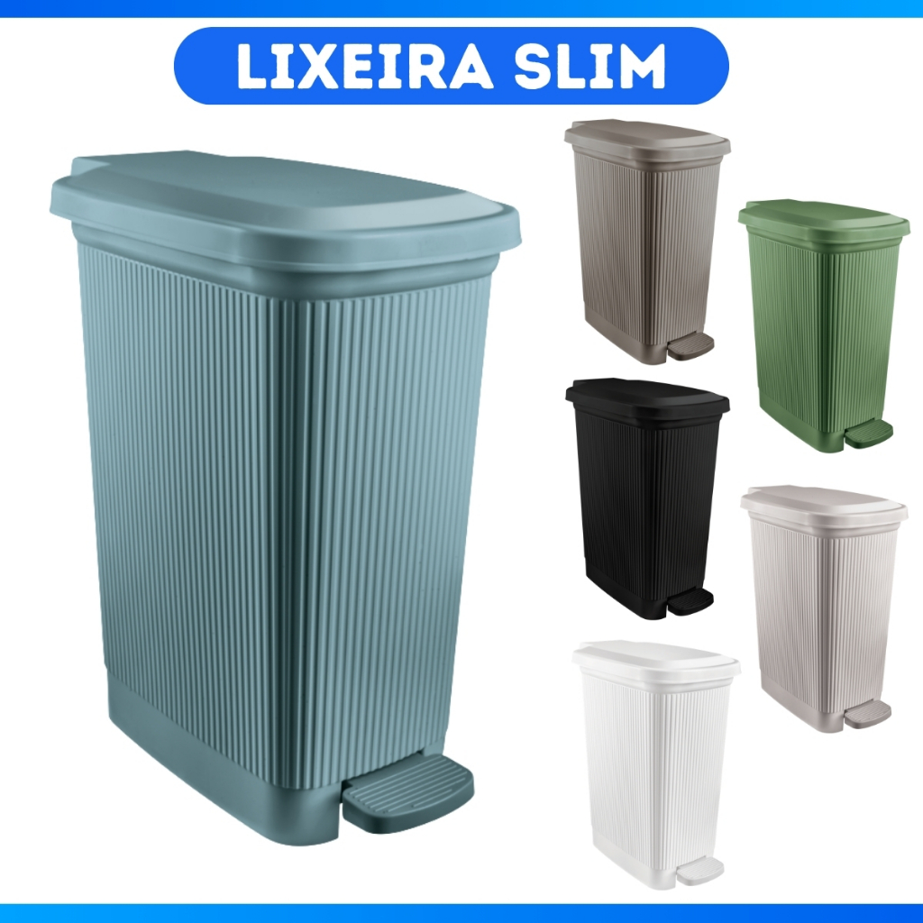 Lixeira Slim 7,5 Litros Grande Com Pedal Banheiro