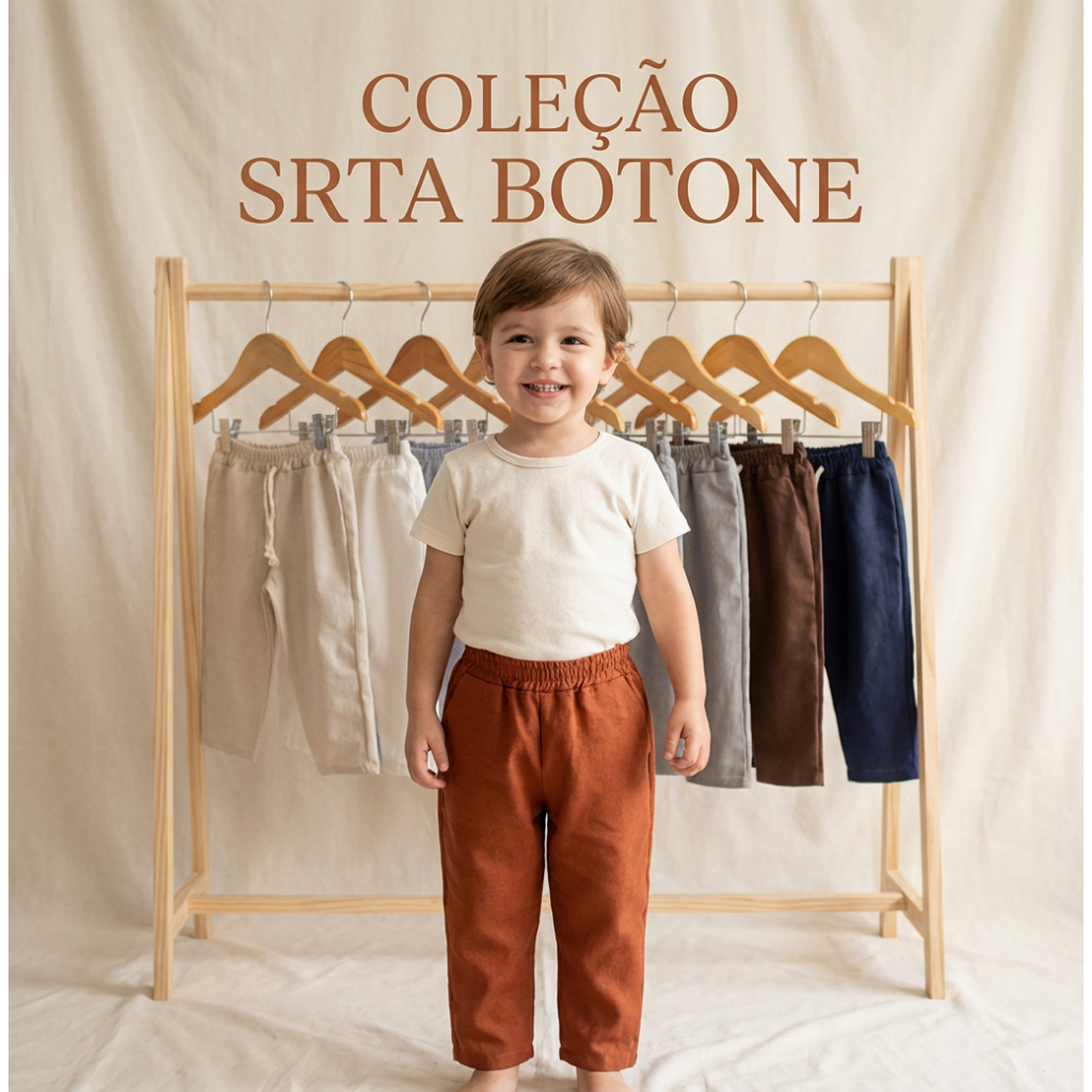 Kit 2 Calças infantil de linho com ajuste na cintura e modelagem confortável Moda kids**&