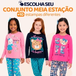 Conjunto Infantil Menina De Meia Estação Camiseta Manga Longa E Calça Legging Infantil Feminino Tamanhos 1 a 10 L17