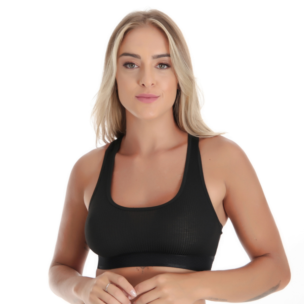 Kit Top Nadador Canelado Academia Fitness Feminino Cropped Dia a Dia Treino Musculação Conforto