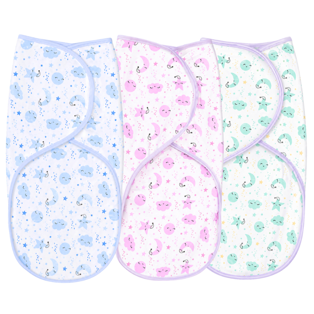 Cueiro Charutinho Swaddle Ajustável para Bebês Tecido de Algodão Azul Rosa Infantil Bebe Bebê Velcro