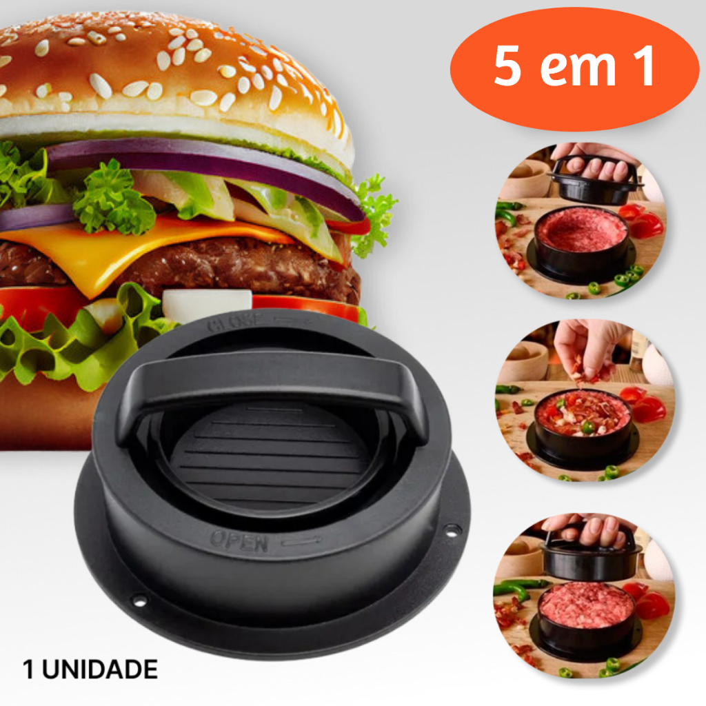 Molde Prensa Carne De Hambúrguer De Pressão Adequado Churrascos Conjunto 12X6CM, Noites De Lanches