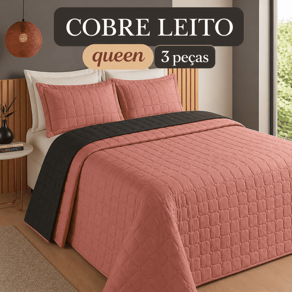 Cobre Leito Queen Dupla Face Paris Queen Kit 3 Peças