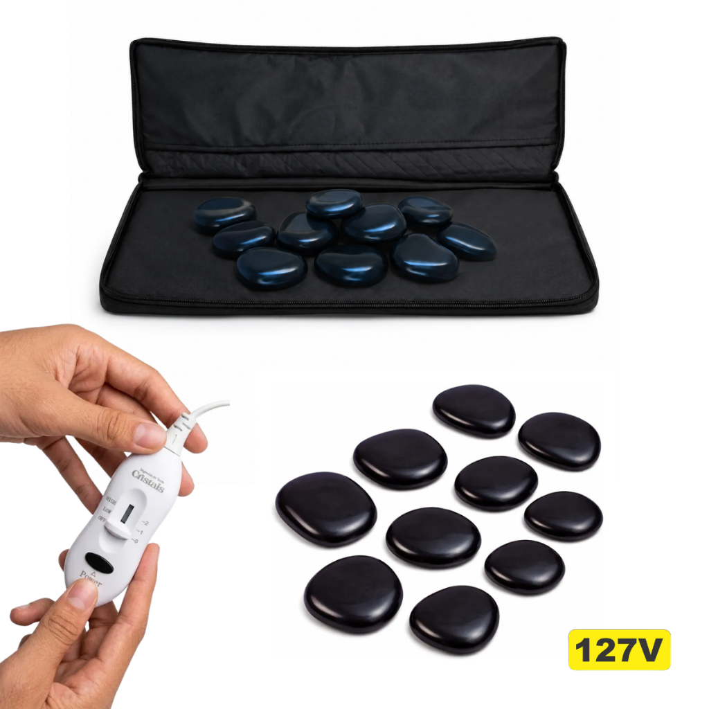Kit Bolsa Térmica 127v + Pedra Quente Vulcânica Massagem | Controle de temperatura