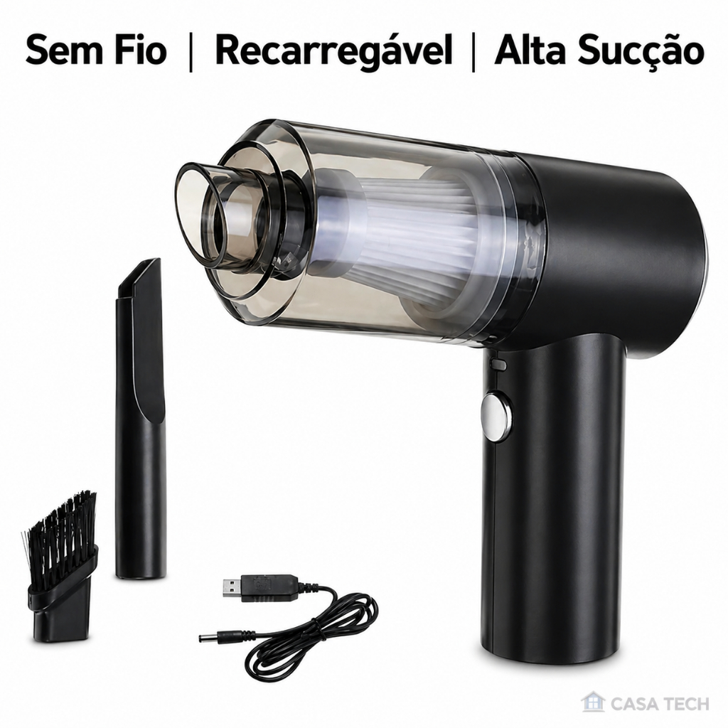 Aspirador Automotivo Portátil Recarregável Sem Fio Bivolt