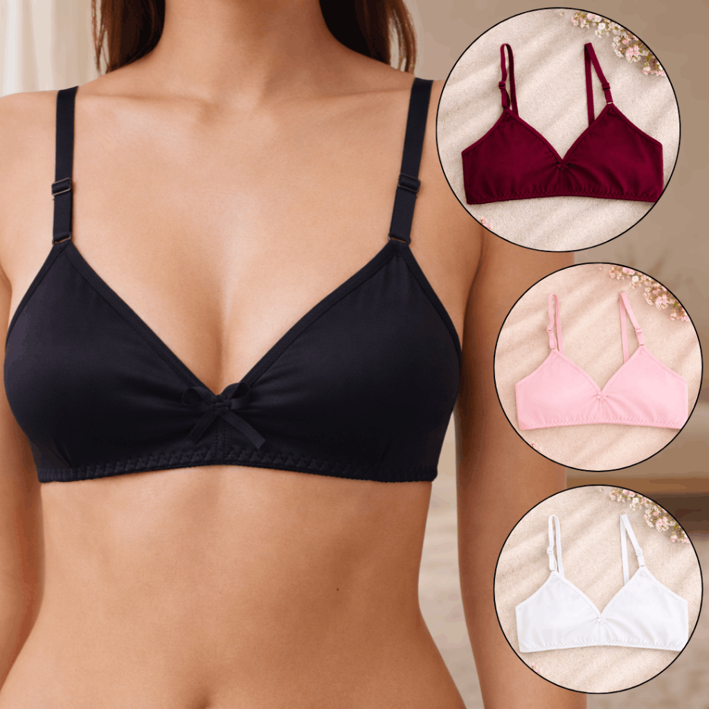 Kit 3 Sutiã Feminino Sem Bojo Básico Sutian Confortável com Tecido Duplo