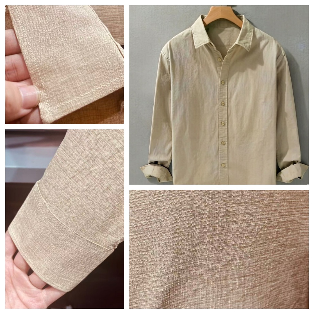 Camisa masculina de algodão e bambu Camisa masculina de manga comprida de boutique