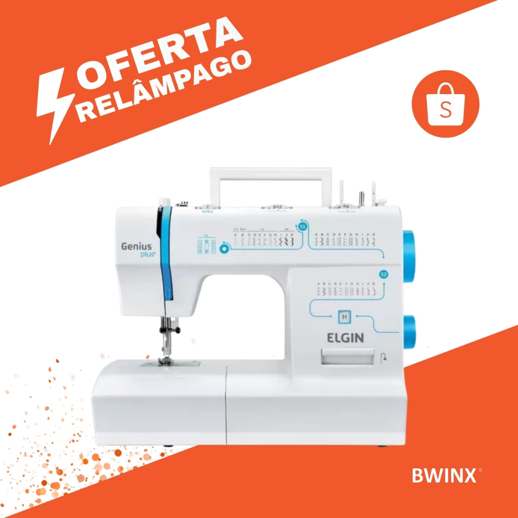 Máquina de Costura Genius JX4035 31 Pontos Braço Livre Prega Zíperes e Botões Portátil Elgin
