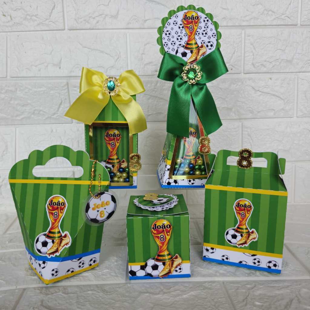 Kit Cássico Personalizado Festa Caixinhas Tema Copa do Mundo  Futebol Aniversário Lembrancinhas Brasil Festa Infanti