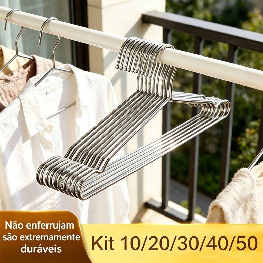 30/40/50 Cabides Aço Inoxidável Resistente à Prova De Ferrugem Armazenamento De Roupas De Alta Qualidade