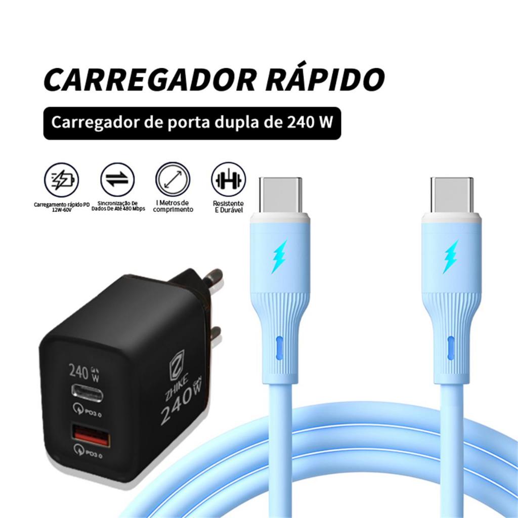 Carregador Celular Cabo Carregamento Rápido Tipo C Para Tipo C iP 1M Silicone Trançado Cabo