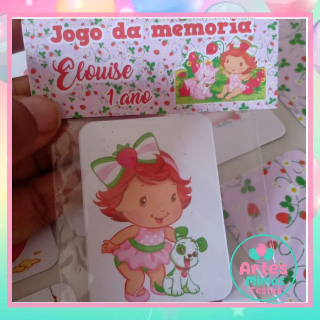 Jogo da Memória Moranguinho Baby Personalizado Para Lembrancinha de Festa Infantil Divertida aniversario jogos educativo