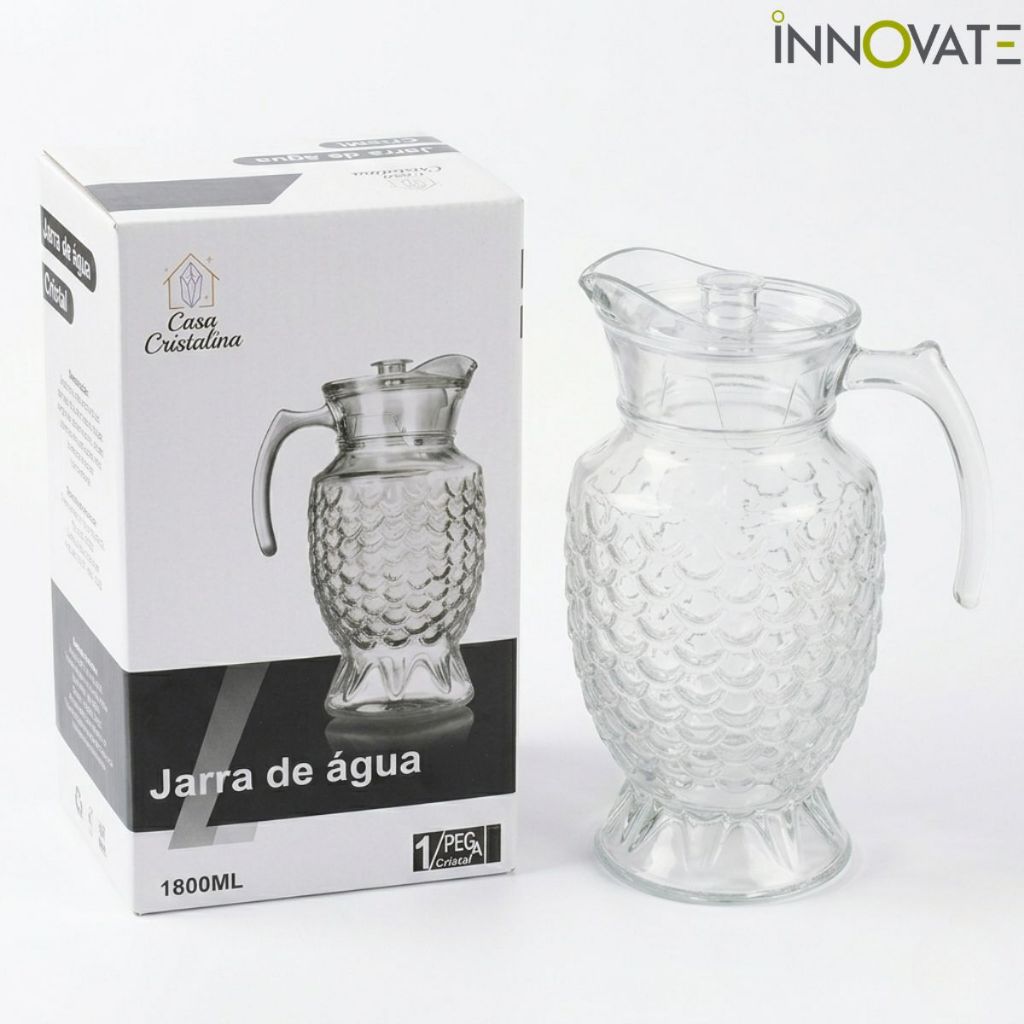JARRA CRISTAL 1,8L VIDRO PREMIUM CRISTALINA 1800ml TRANSPARENTE CASA HOME DECOR LUXO