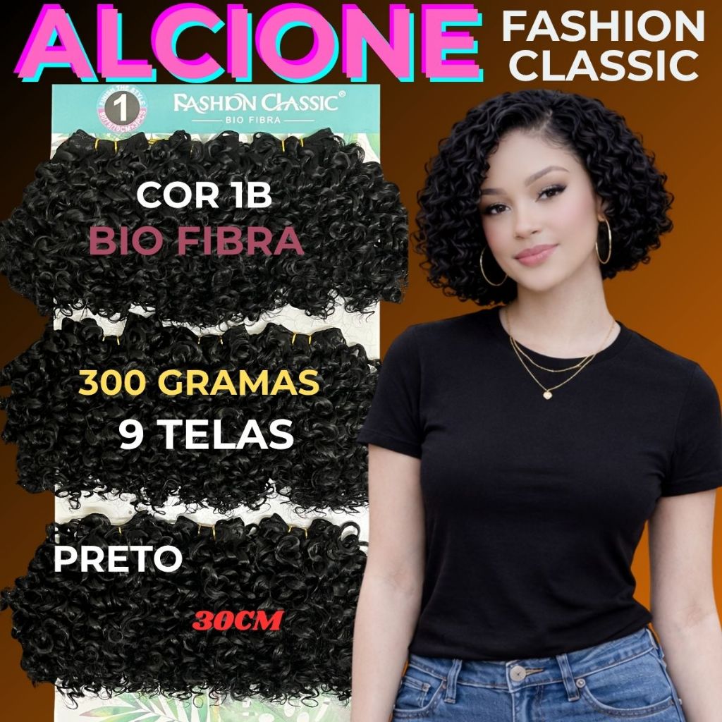 Cabelo Cacheado Bio Fibra 30 CM - ALCIONE FASHION CLASSIC 300 G 9 TELAS