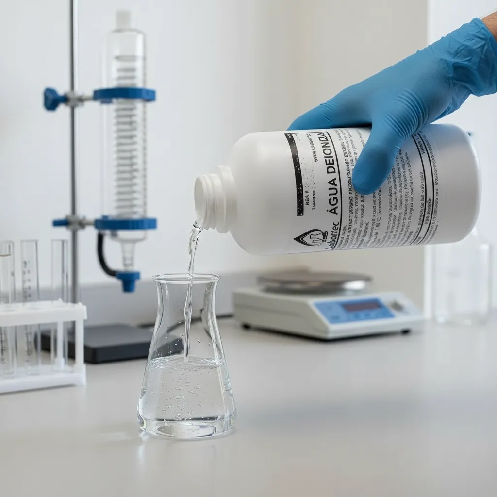 Água Deionizada Desmineralizada 1 Litro Ultra Pura - Frasco de 1 Litro condutividade < 1 µS/cm²