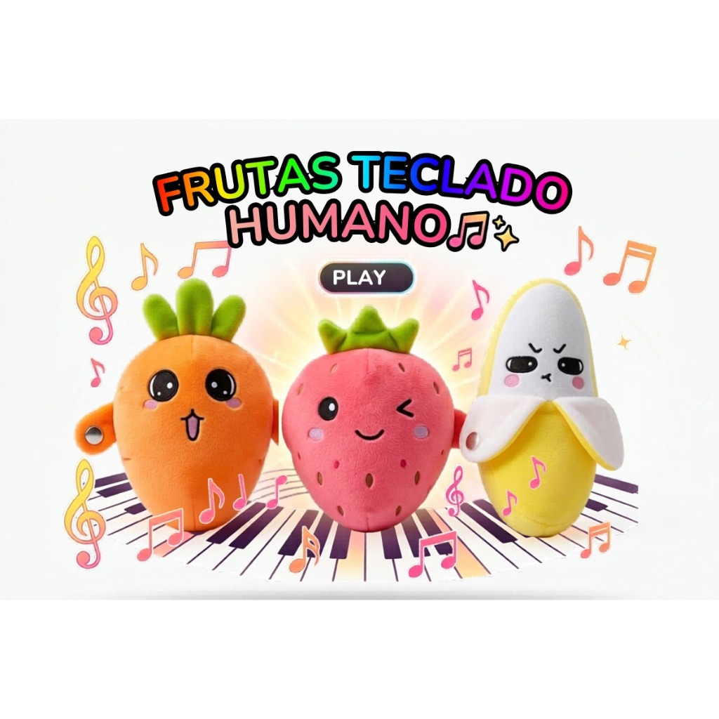 Brinquedo Musical Interativo Pelúcia Magnética com Sensor de Toque Banana Morango cenoura infantil
