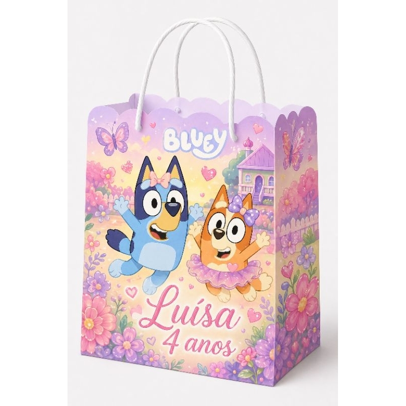 PEGUE E MONTE - Kit Sacolinha Surpresa Personalizada com Nome e Idade BLUEY Menina Menino | Lembrancinha Festa Infantil