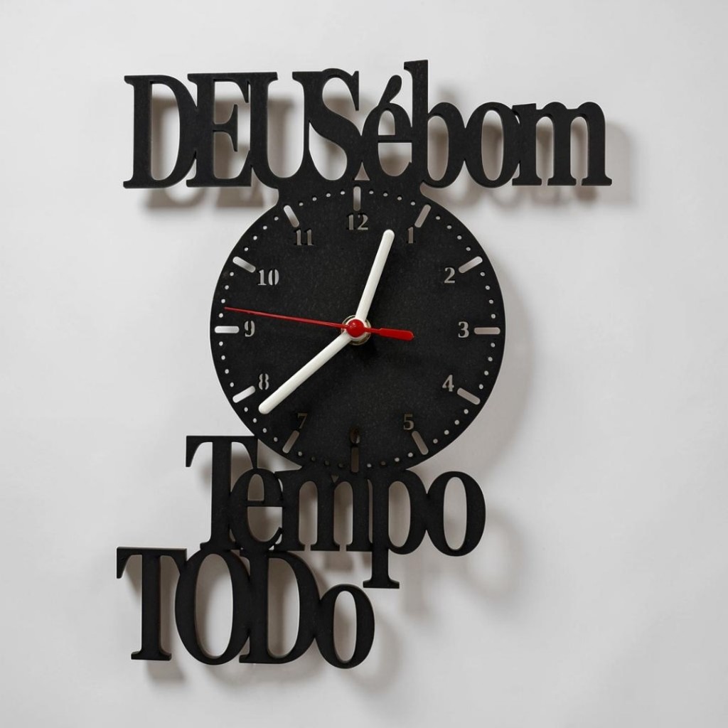 Relógio de Parede Decorativo em MDF Decoração Deus é Bom o Tempo Todo