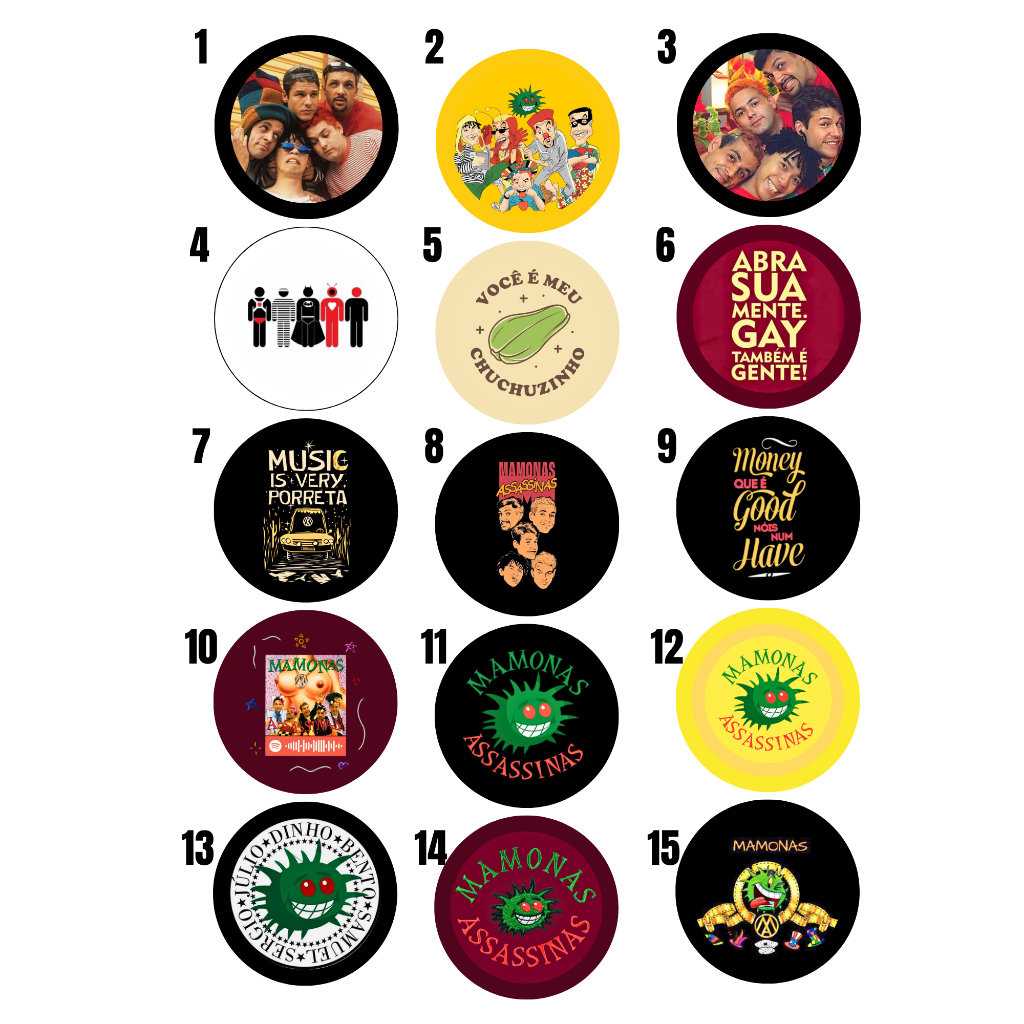 Kit Combo Bottons Broches Mamonas Assassinas (4,5cm)