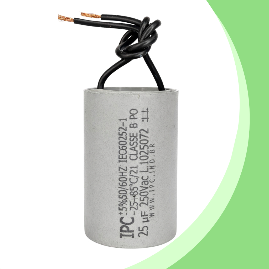 Capacitor 25uF 250V 2 Fios Motores Portao PPA