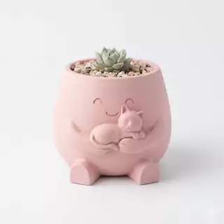 Vaso de Planta para Suculentas, Bonequinhos Fofo e Decorativo, Minimalista, Decoração, Vasinho, Hug 