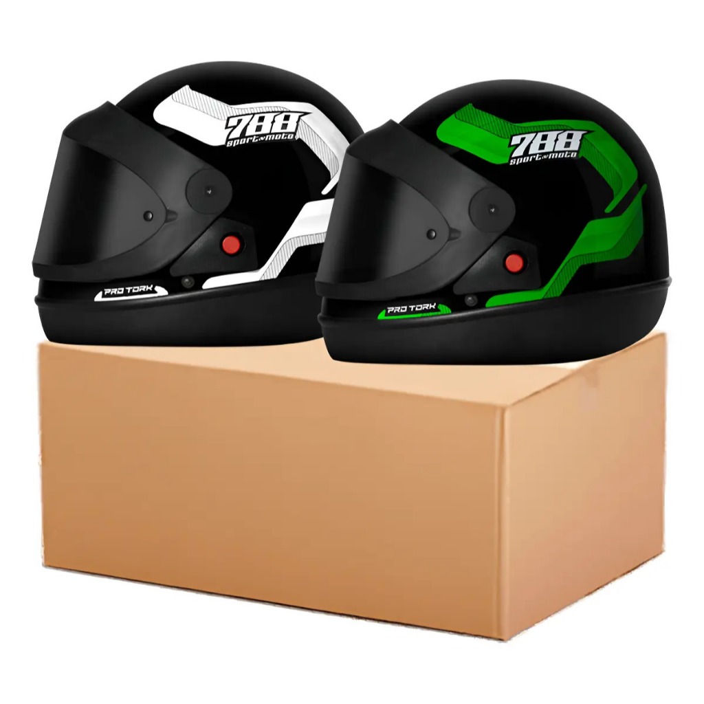 Kit 2 Capacetes Fechado Automatico San Marino Pro Tork Sport Moto 788 Viseira Fume