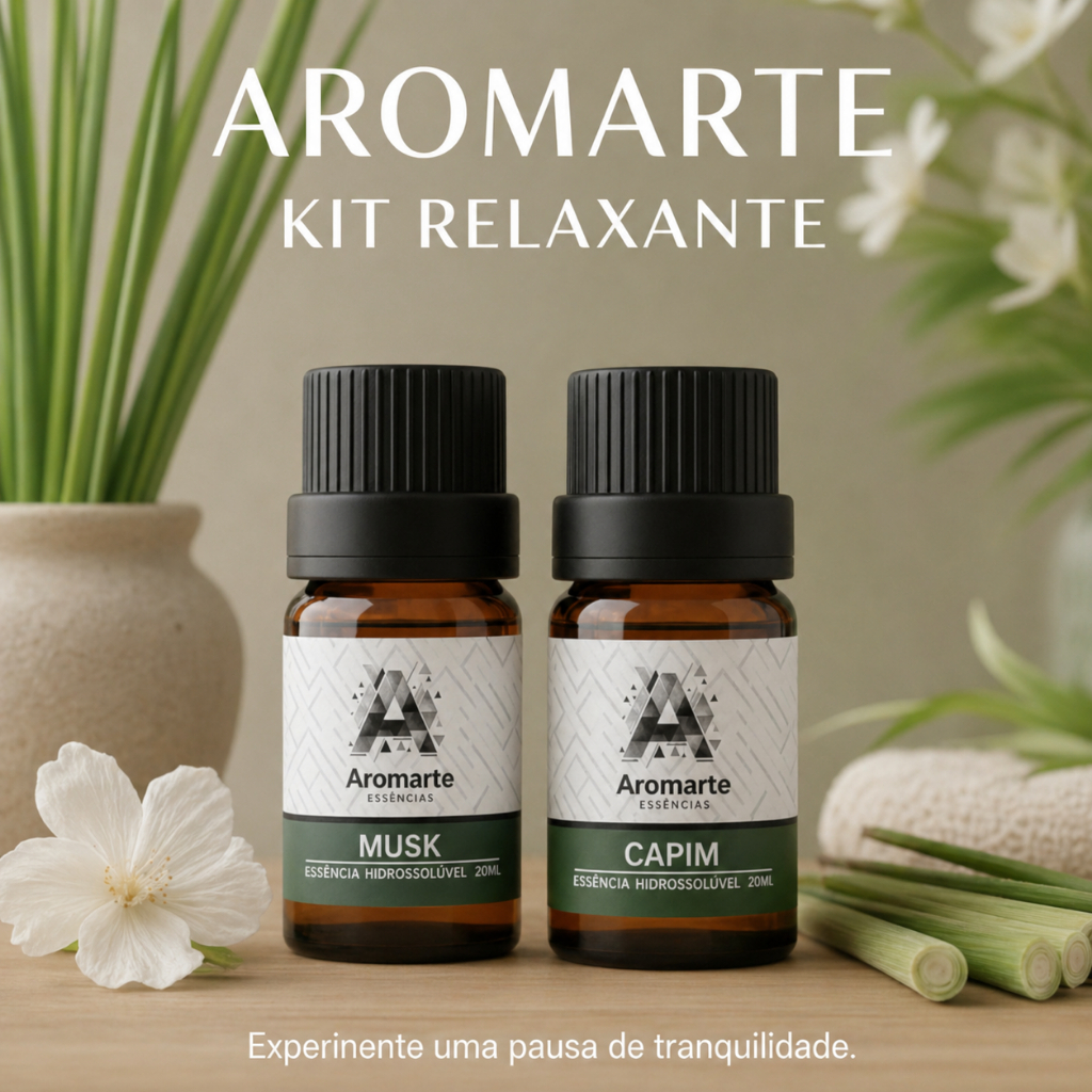 Kit Essências Premium 20ml | kit 02 | Capim Limão & Musk | Aromatizador de Ambiente | Essência Hidrossolúvel Premium!