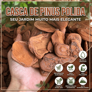 Casca de Pinus Polida 6L a 40L - Decoração de Jardim Vasos de Planta Canteiros Condominio