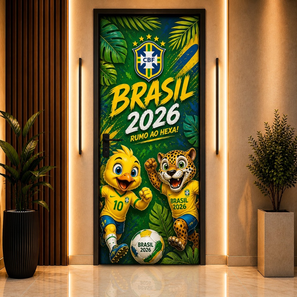 Capa de porta painel com elastico 2,10X0,85 COPA DO MUNDO BRASIL PASCOA 2026
