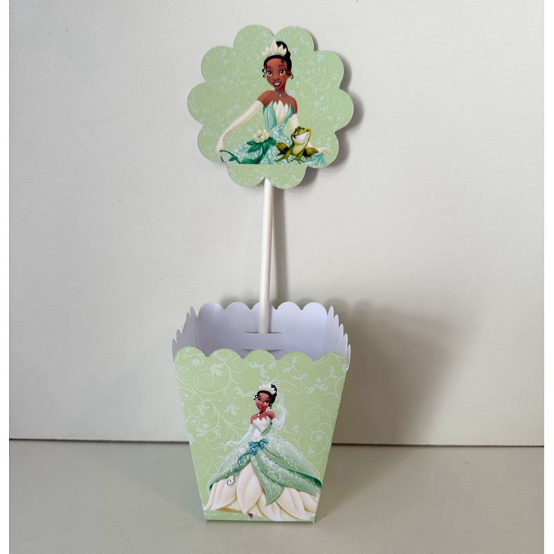 Centro de mesa Princesa Tiana e o Sapo Verde Cachepo Personalizado Enfeite de mesa festa infantil Lembrancinha