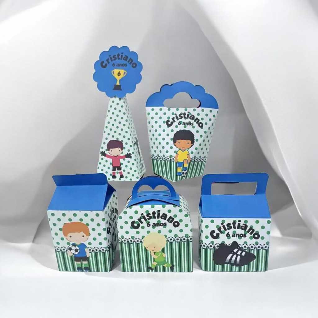 Kit Caixinhas Personalizadas Futebol Festa Aniversário Lembrancinhas Personalizados