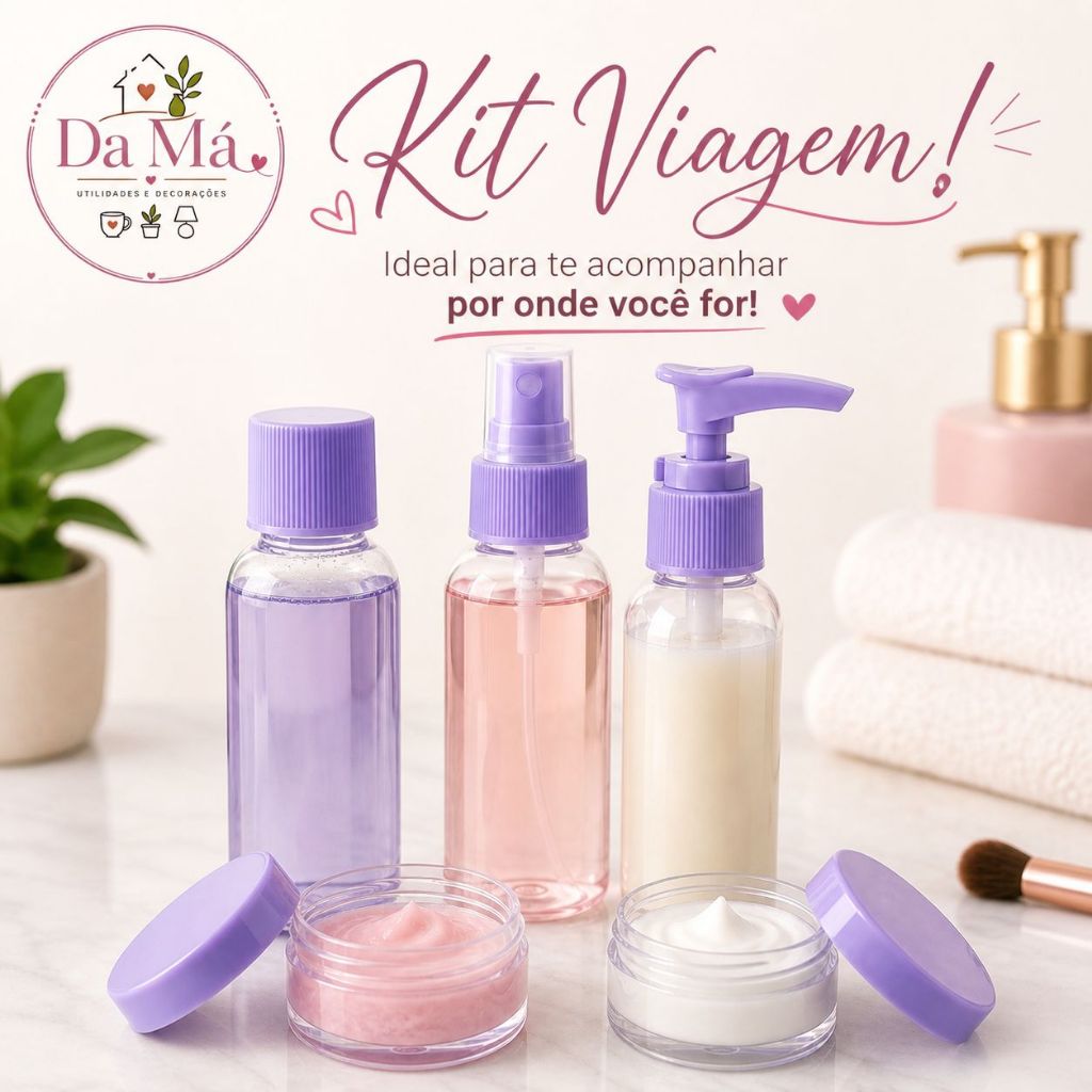 Kit Frascos Para Viagem 40ml Plástico Silicone Nécessaire Shampoo Condicionador Cosmético Avião Mala
