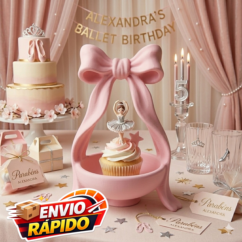 Decoração Festa Luxo - Personalizado - Mesa - Artigo- Centro de Mesa - Cup Cake - Enfeite - Laço
