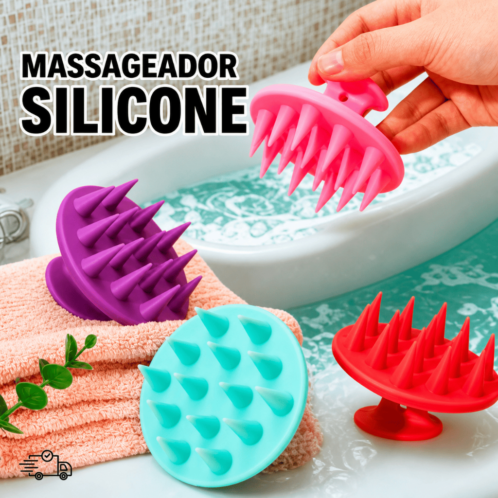 Escova Magica Massageador Capilar de Silicone Beauty Flash | Relaxamento + Limpeza Profunda no Banho