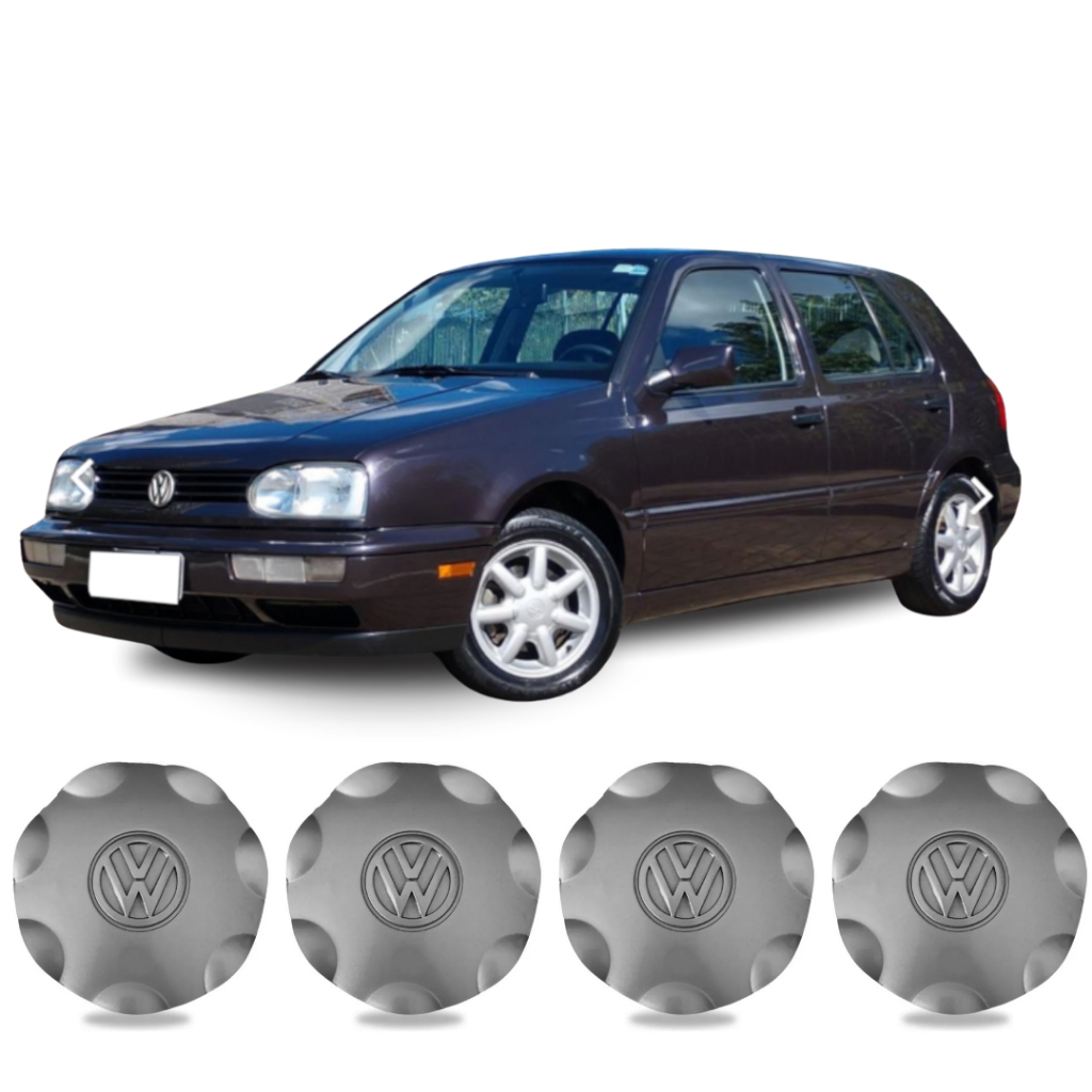 Kit 4 Pçs Calota Centro P/ Roda Golf Glx Bananinha Aro 14 Volkswagen