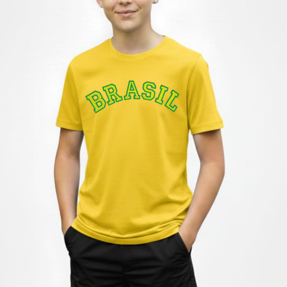 Camiseta Infantil  Brasil FUtebol HEXA unisex 100% algodão Seleção Brasileira Copa Mundo 2 ao 14