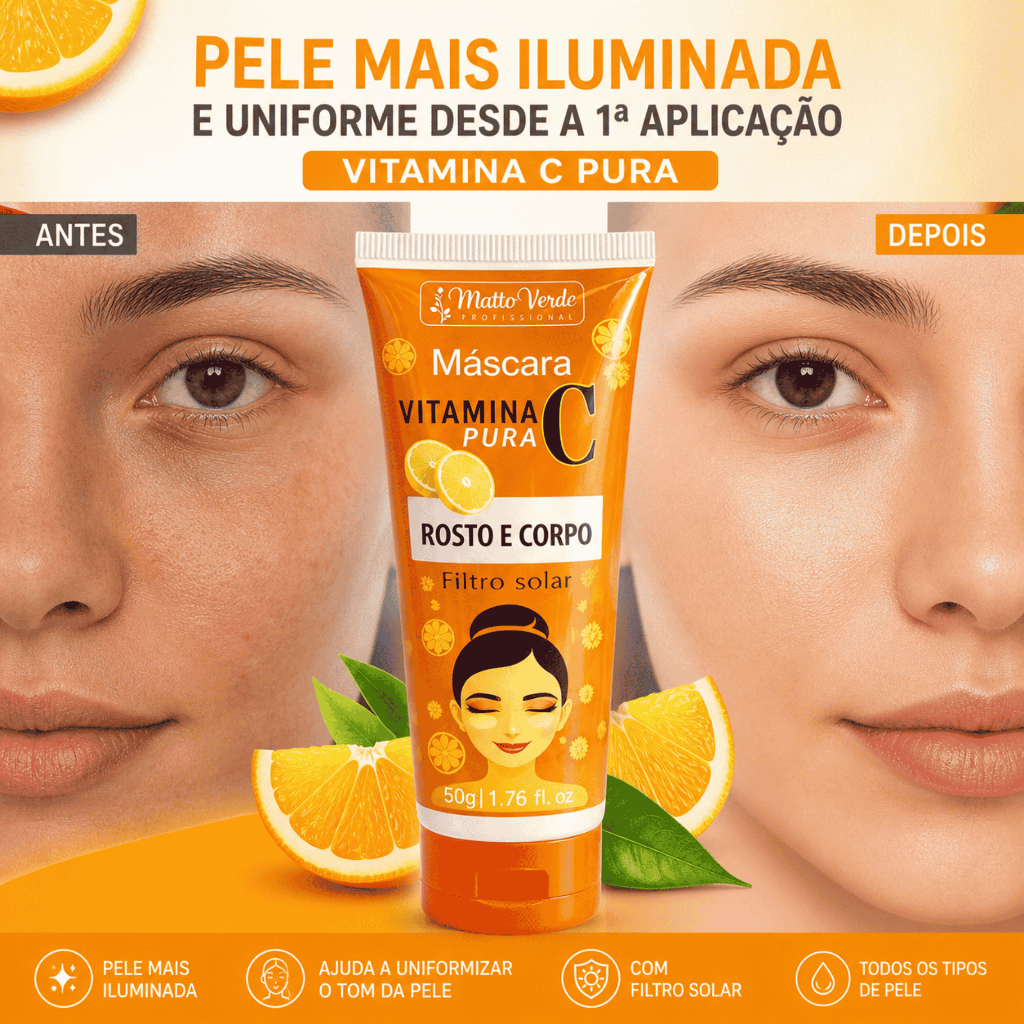 Máscara Vitamina C Matto Verde 50g | Clareia e Ilumina a Pele